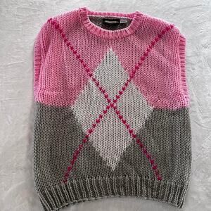 Nuggets vintage women’s argyle pink & gray sweater vest size Large